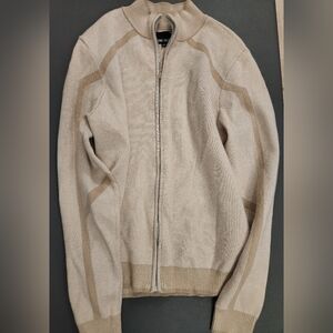 Men's Beige Zip-Up Sweater